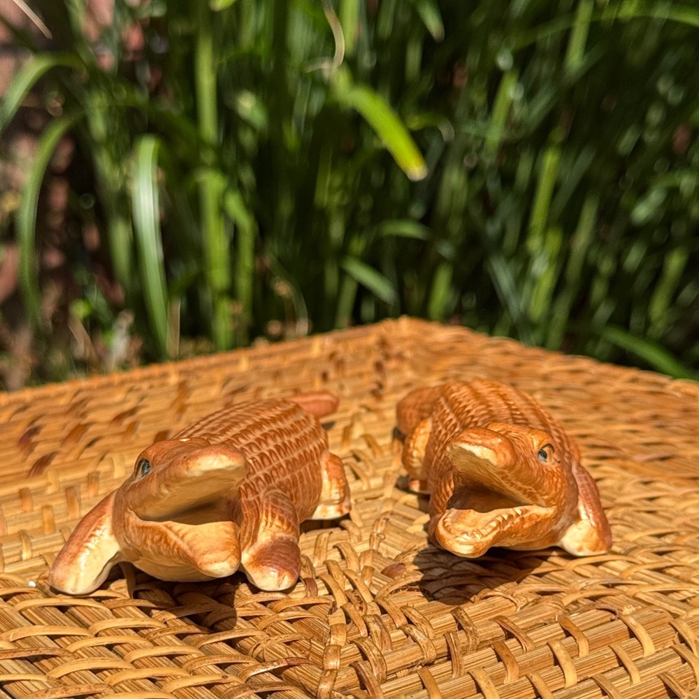 Vintage Ceramic 🐊  alligator/crocodile salt & pepper shakers EUC
